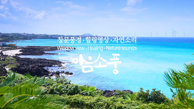 제주 곽지해수욕장, 푸른 바다와 함께하는 4K 창문풍경 힐링영상